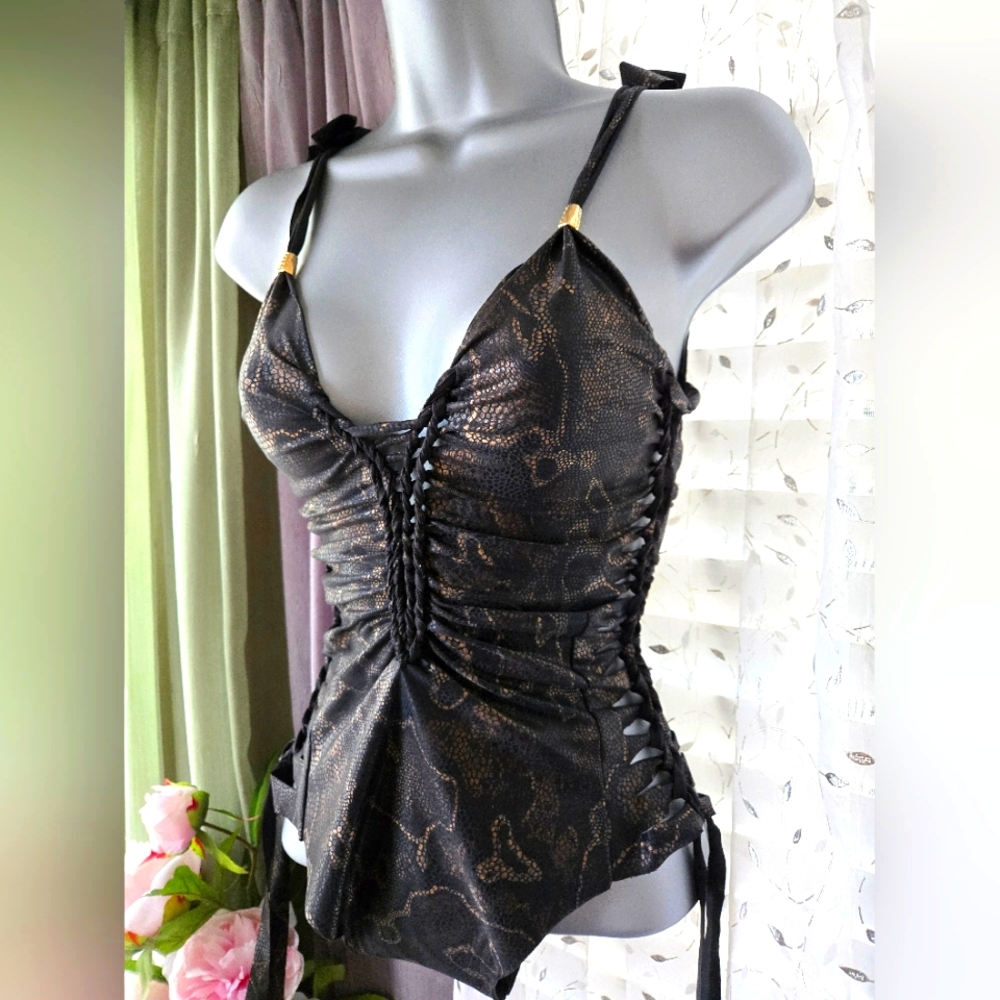 GOA magic NEW snakeskin print bathing suit no lining bohemian boho tribal cutout